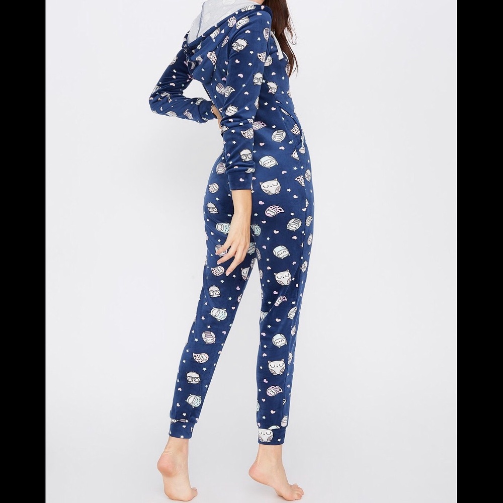 Hooded Velour Owl Onesie